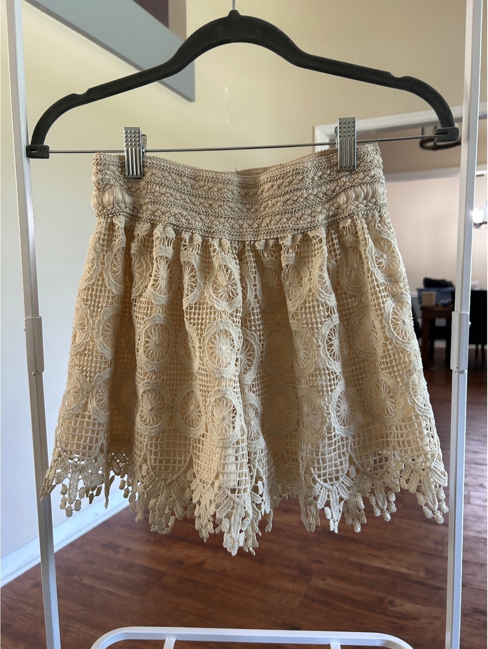 Stella Luce Women's Beige Crochet Lace Skirt XL